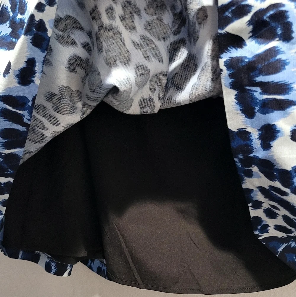 Diane Von Furstenberg Gamma Leopard Print Skirt Blue Silk Blend Mini Size 0 DVF